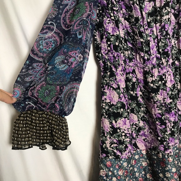 Lulumari Anthropologie Multi Pattern One Shoulder Chiffon Ruffle Dress Sz L Boho - Picture 7 of 14